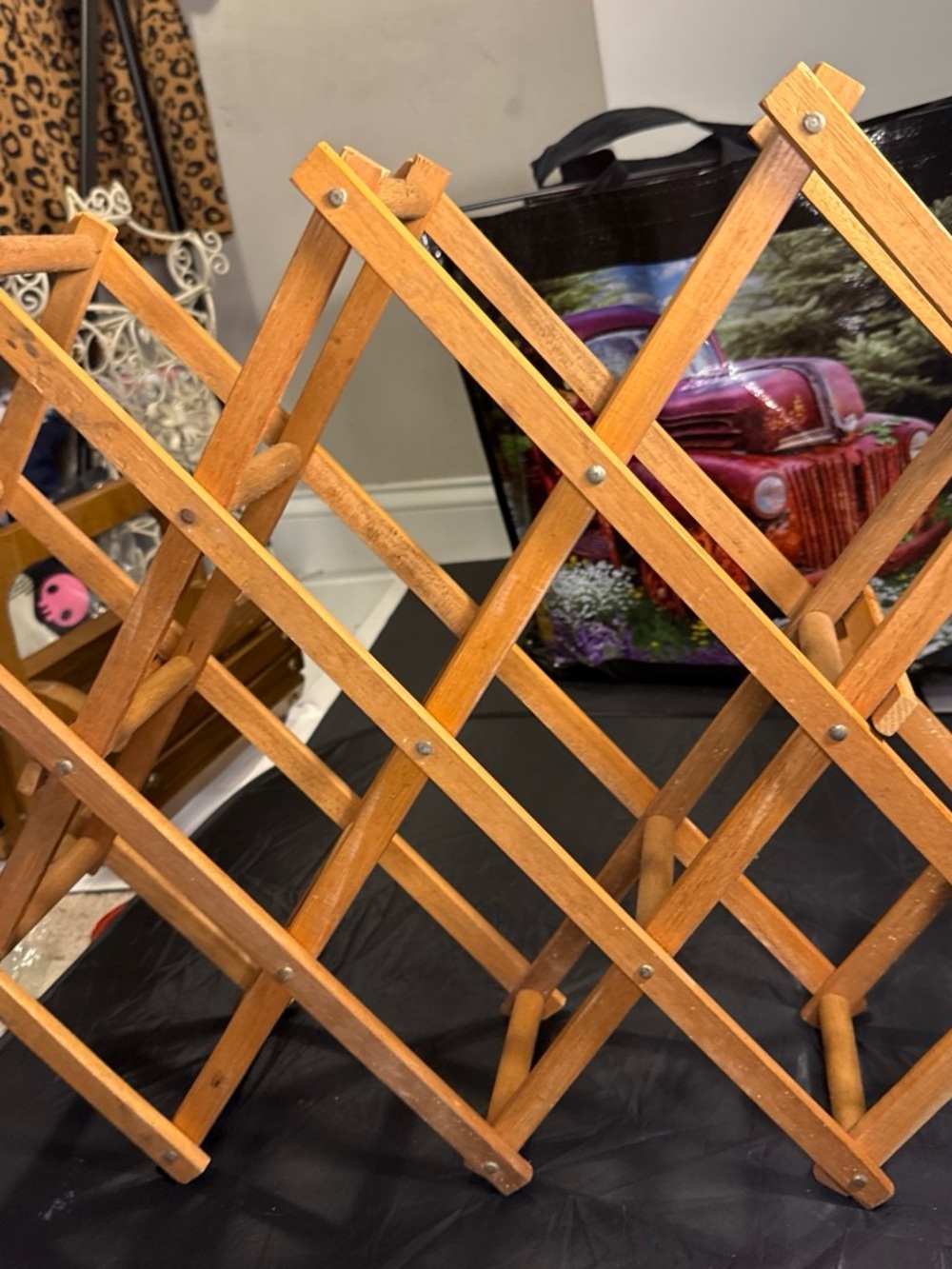 Natural Wood Accent Folding Stand - Home Accents wine rack